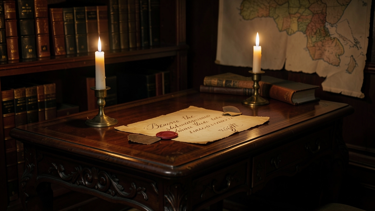 Symbolizing epistolary gothic fiction, a yellowed letter rests under candlelight.