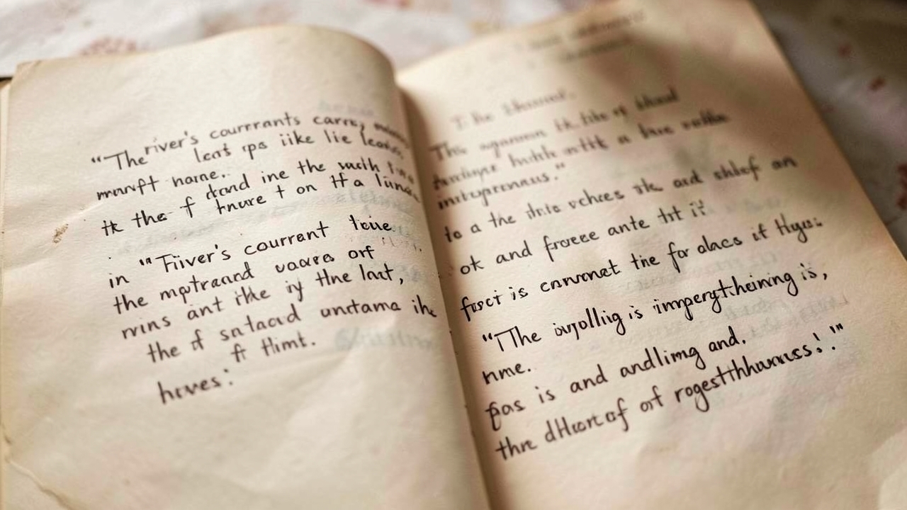 Lyric essay form illustrated through blue-tinted fragmented writings