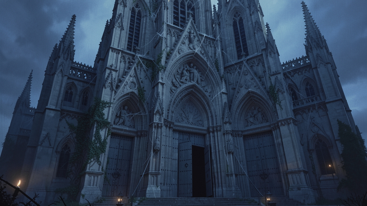 An atmospheric image representing gothic silence tension in dark fiction architecture.