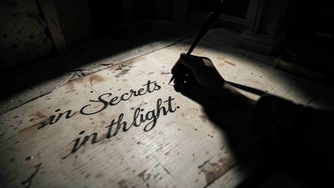 A writer's hand casting an independent shadow that seems to hold a quill.