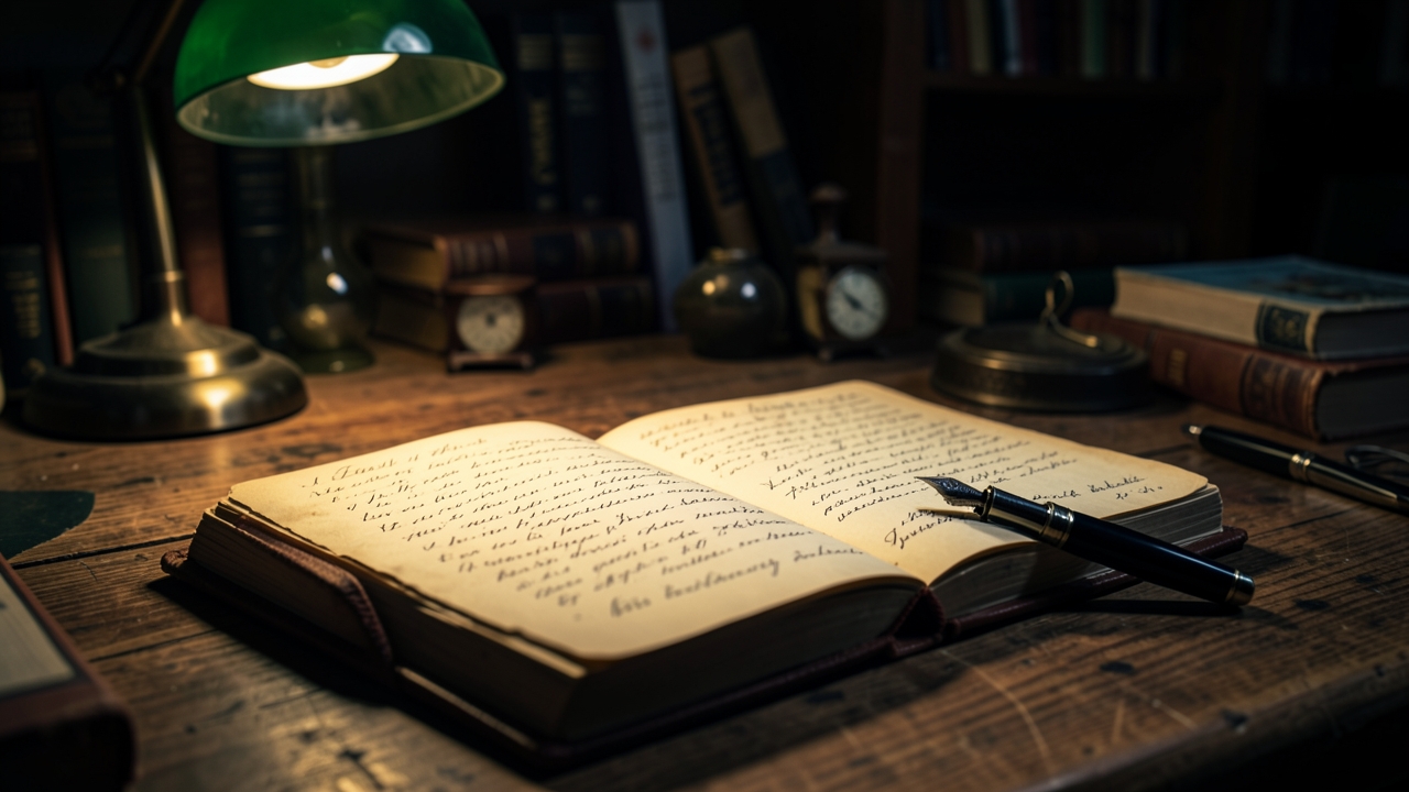 Hemingway dialogue subtext illustrated by a tense conversation in shadow