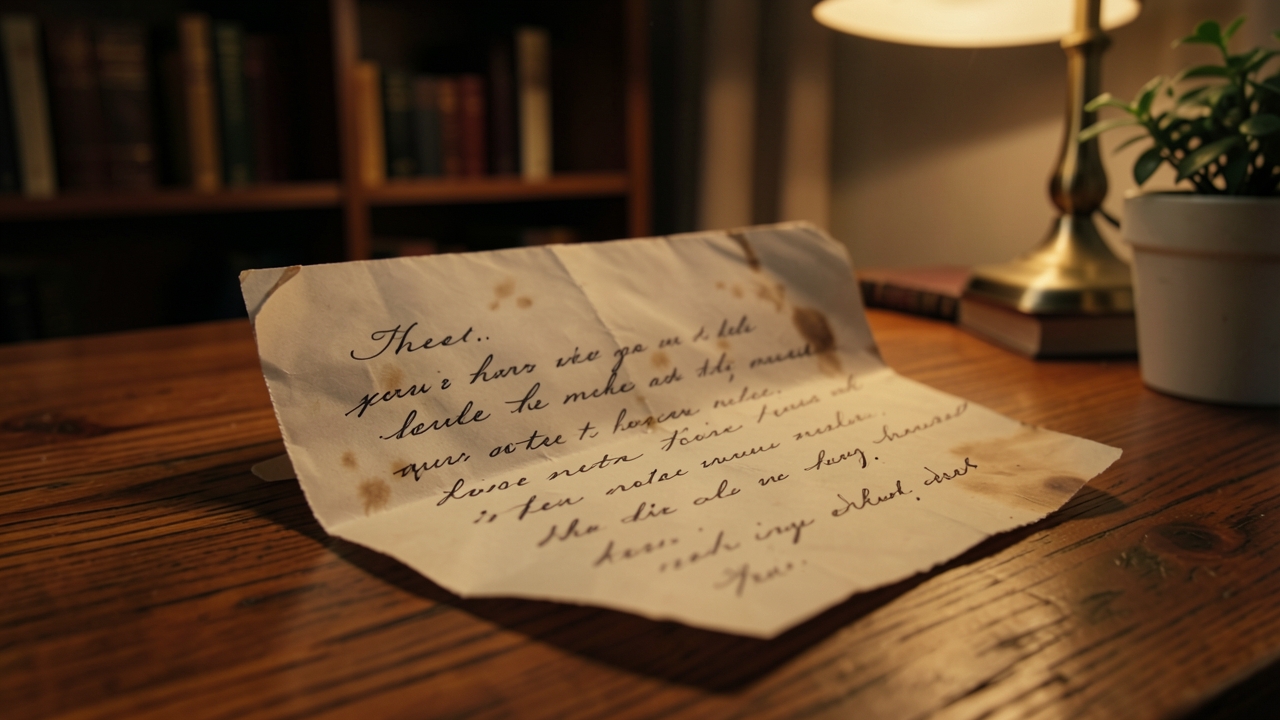 Unsent letter prompt on a gothic desk with quill and sealed envelope
