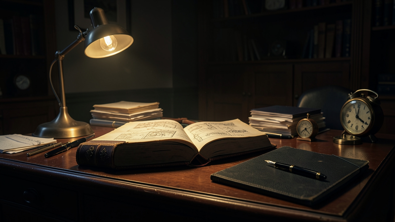 A gothic book with a clock symbolizing narrative pacing techniques for suspenseful storytelling.
