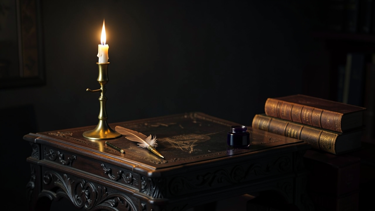 Epistolary essay techniques illustrated by a gothic writing desk