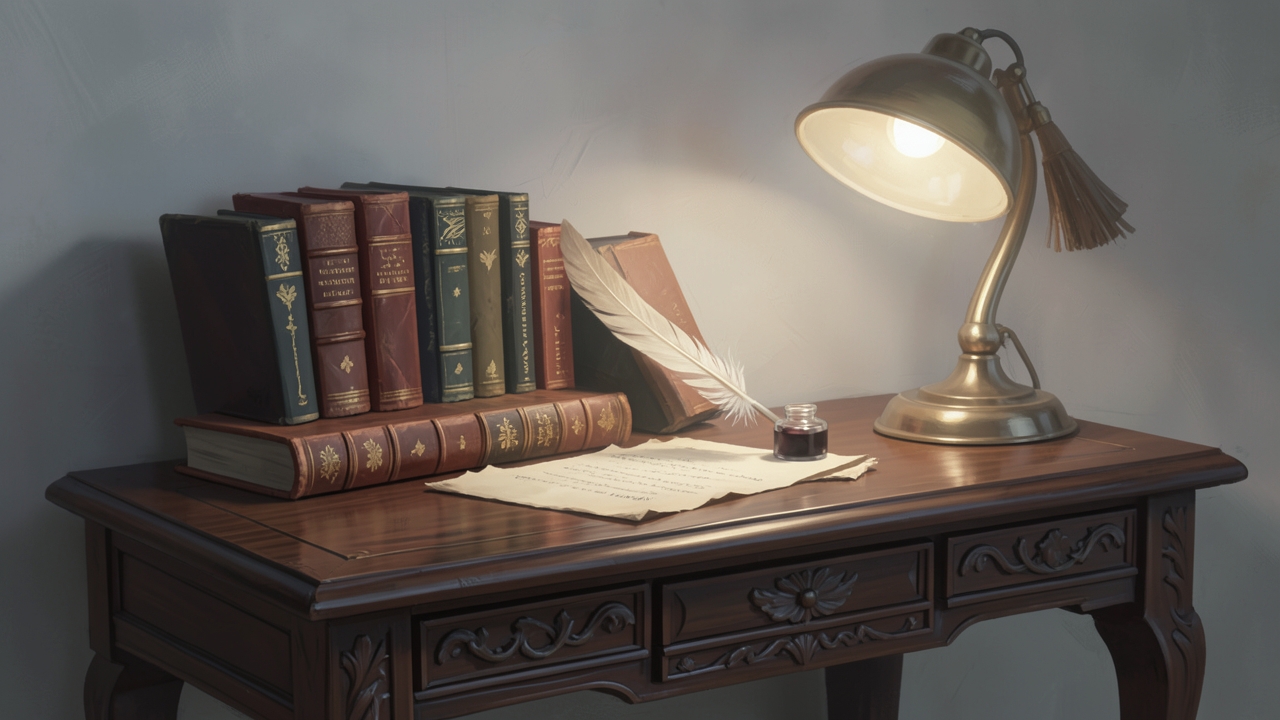 A glowing laptop screen illuminates a dark, gothic room, representing the modern epistolary novel's digital confessions.
